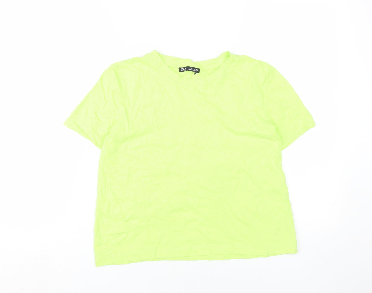 Womens UK Size S Zara Green Basic T-Shirt