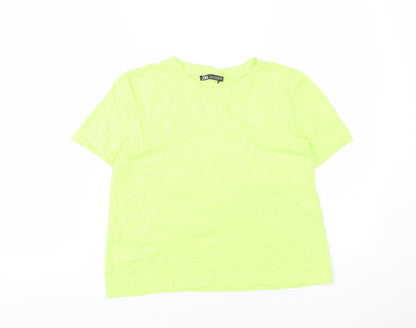 Womens UK Size S Zara Green Basic T-Shirt