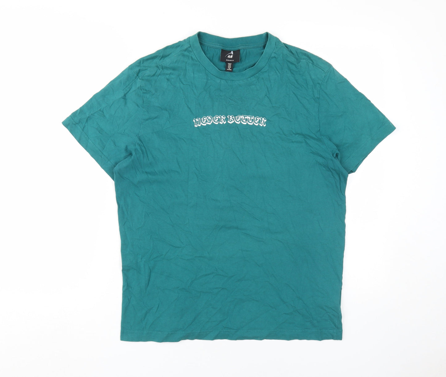 Mens UK Size M H&M Green  T-Shirt