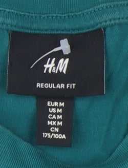 Mens UK Size M H&M Green  T-Shirt
