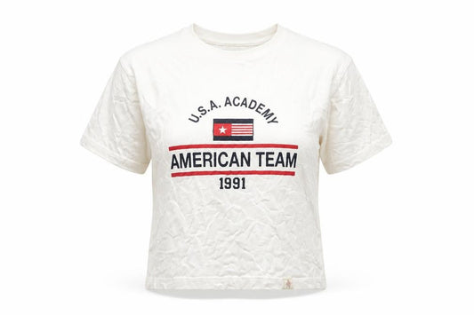 Front view of Pull&Bear unisex white t-shirt m casual crew neck