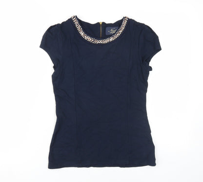 Next Women's Blue Beaded Blouse UK 8