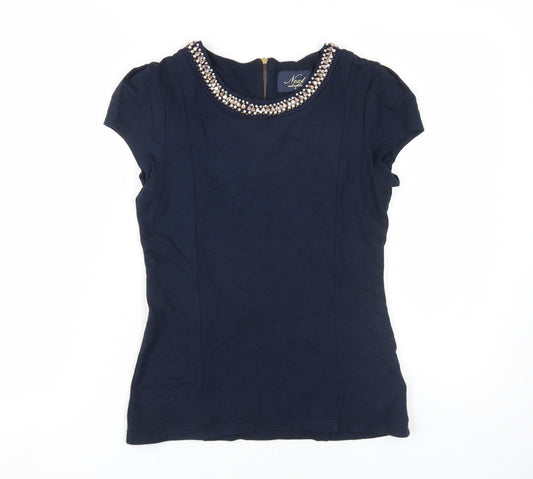 Next Women's Blue Beaded Blouse UK 8