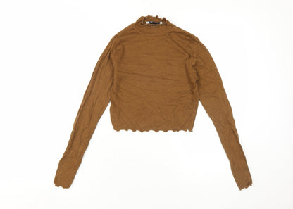 Womens UK Size M Pull & Bear Brown Basic Blouse