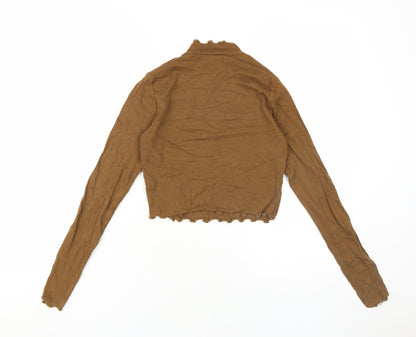 Womens UK Size M Pull & Bear Brown Basic Blouse