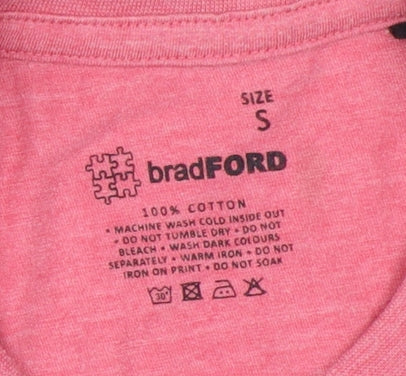 bradFORD Men's Pink Crew Neck Short Sleeve T-Shirt S
