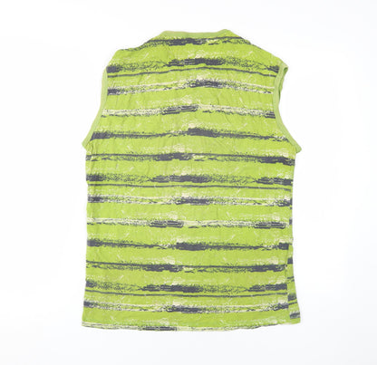Best Blood Men's Green Sleeveless Striped T-Shirt L