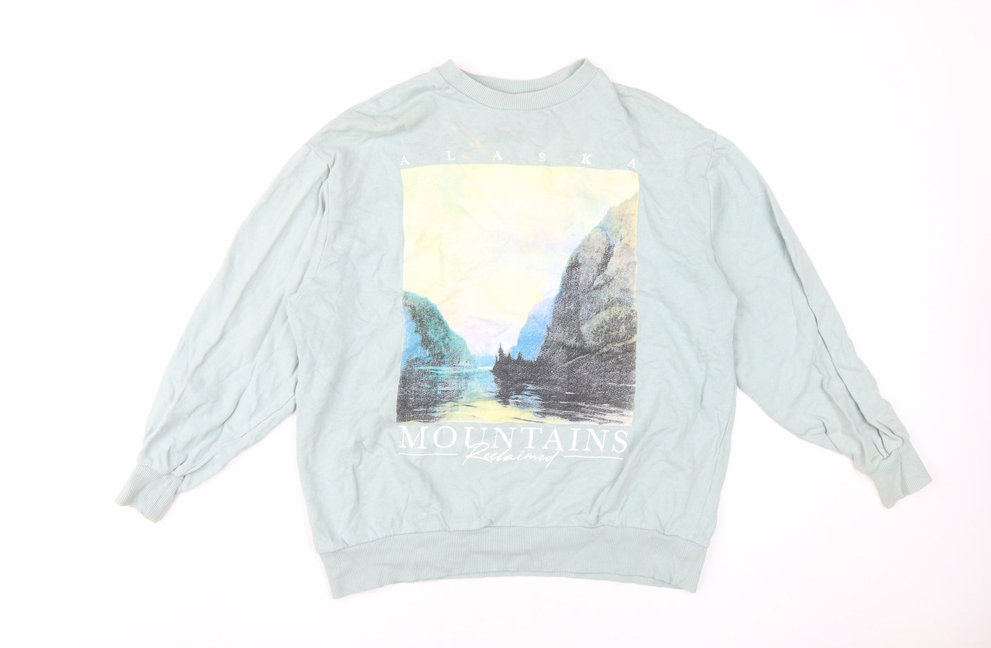 Reclaimed Vintage Blue Graphic Pullover Sweatshirt S