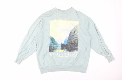 Reclaimed Vintage Blue Graphic Pullover Sweatshirt S