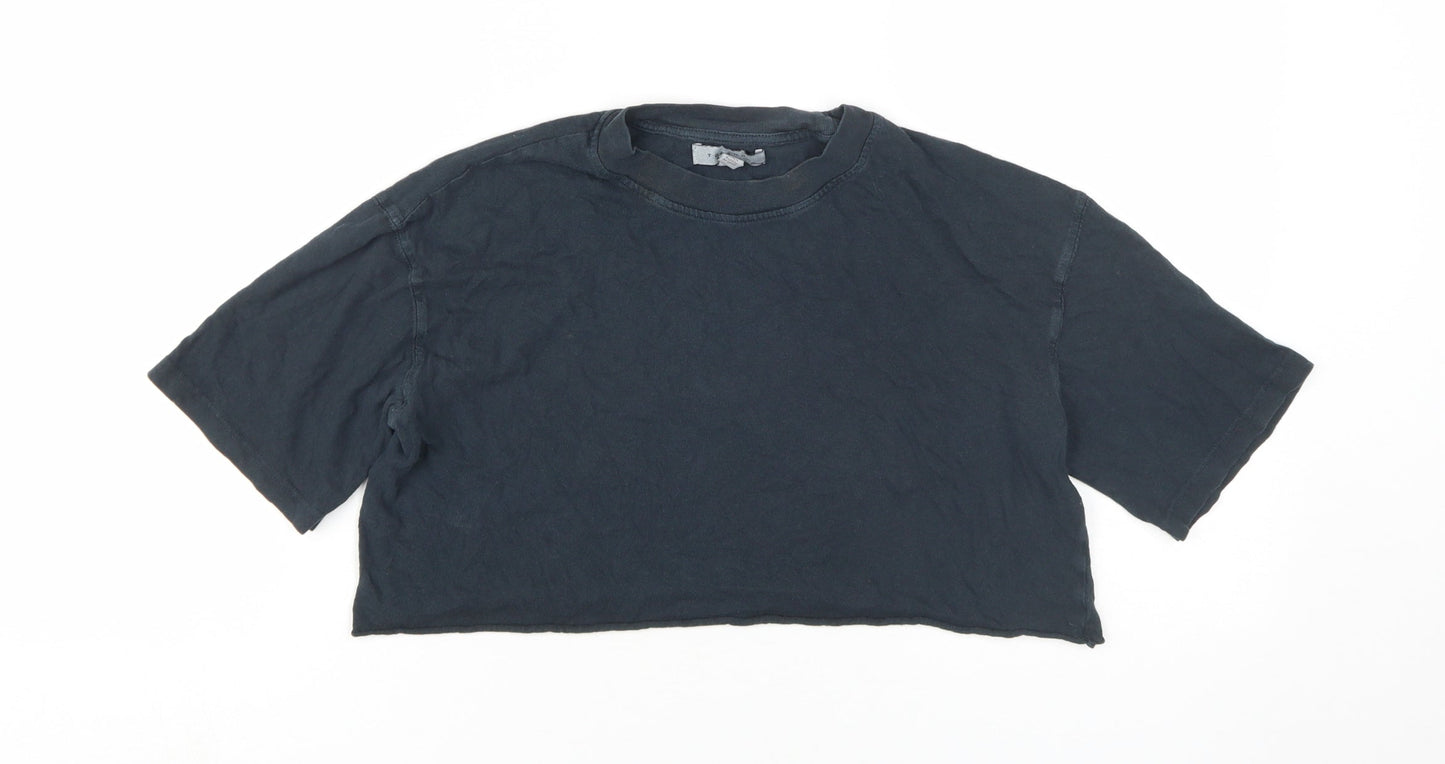 Womens UK Size 8 Topshop Black Cropped T-Shirt