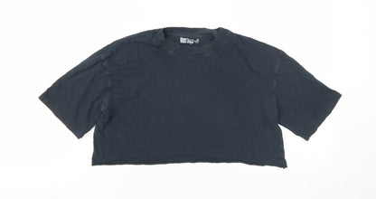 Womens UK Size 8 Topshop Black Cropped T-Shirt