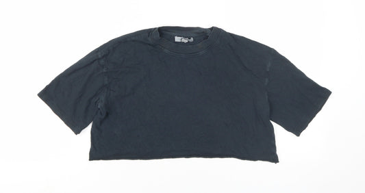 Womens UK Size 8 Topshop Black Cropped T-Shirt