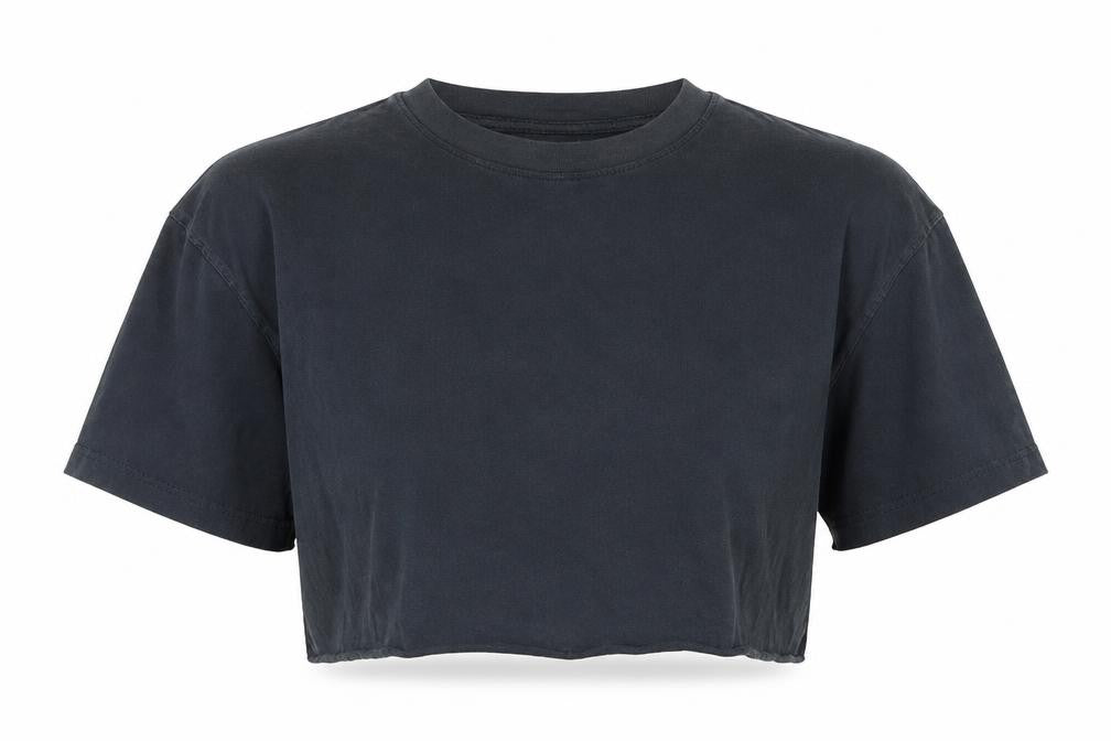 Womens UK Size 8 Topshop Black Cropped T-Shirt