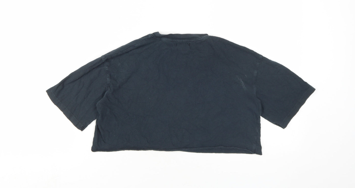 Womens UK Size 8 Topshop Black Cropped T-Shirt