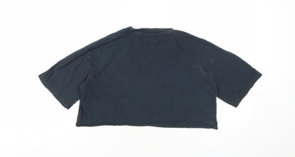 Womens UK Size 8 Topshop Black Cropped T-Shirt