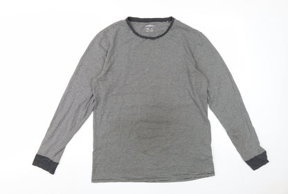 Livergy Men's Grey Striped Long Sleeve T-Shirt M