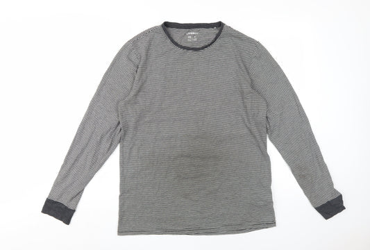 Livergy Men's Grey Striped Long Sleeve T-Shirt M