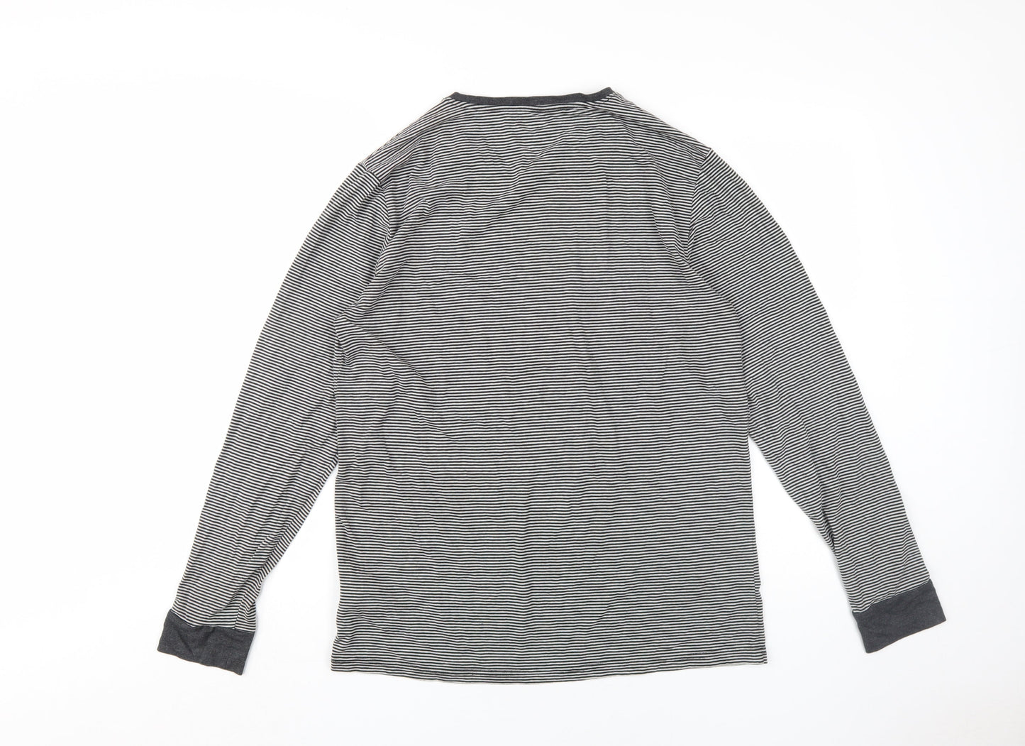 Livergy Men's Grey Striped Long Sleeve T-Shirt M