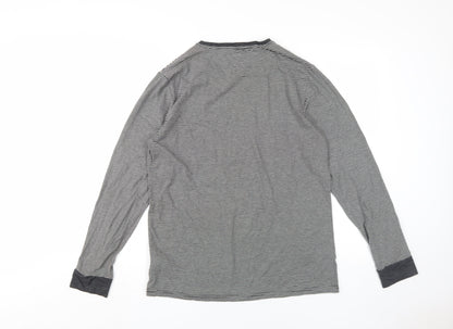 Livergy Men's Grey Striped Long Sleeve T-Shirt M