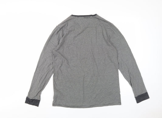 Livergy Men's Grey Striped Long Sleeve T-Shirt M