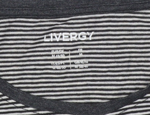 Livergy Men's Grey Striped Long Sleeve T-Shirt M