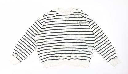H&M Unisex Striped Pullover Sweatshirt M, Black/White