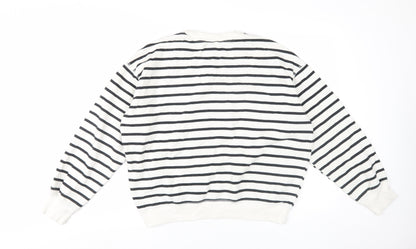 H&M Unisex Striped Pullover Sweatshirt M, Black/White