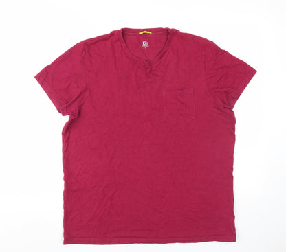 Kin by John Lewis Men's Red V-Neck T-Shirt, L, Cotton