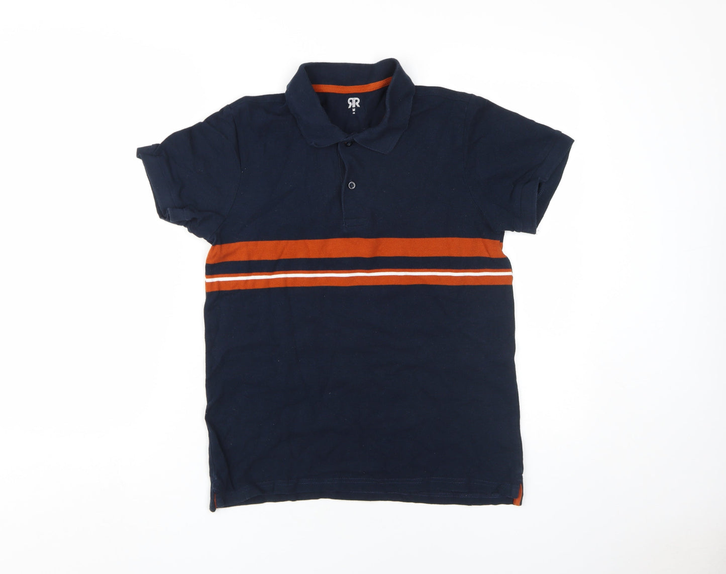 La Redoute Boys Blue Striped Polo Shirt M Casual Cotton