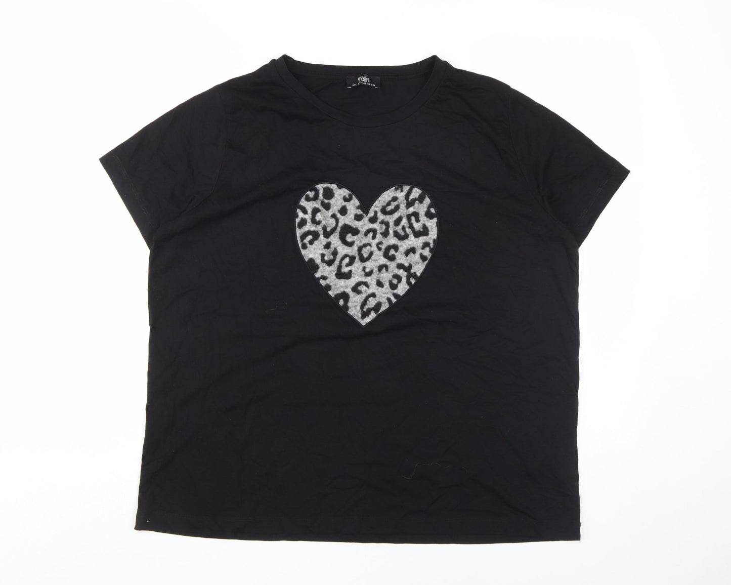 Wallis Women's Black Animal Print T-Shirt Large