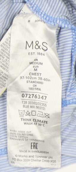 Marks and Spencer Men's Blue Medium Polo Shirt