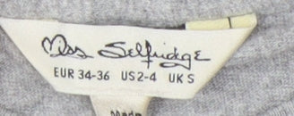 Womens UK Size S Miss Selfridge Grey Basic T-Shirt