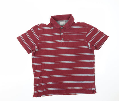 Marks & Spencer Men's Red Striped Polo Shirt M