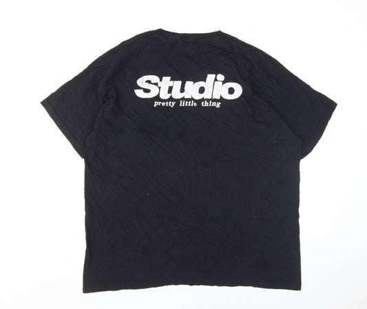 Womens UK Size L PRETTYLITTLETHING Black Basic T-Shirt