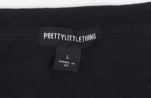 Womens UK Size L PRETTYLITTLETHING Black Basic T-Shirt