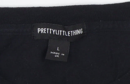 Womens UK Size L PRETTYLITTLETHING Black Basic T-Shirt