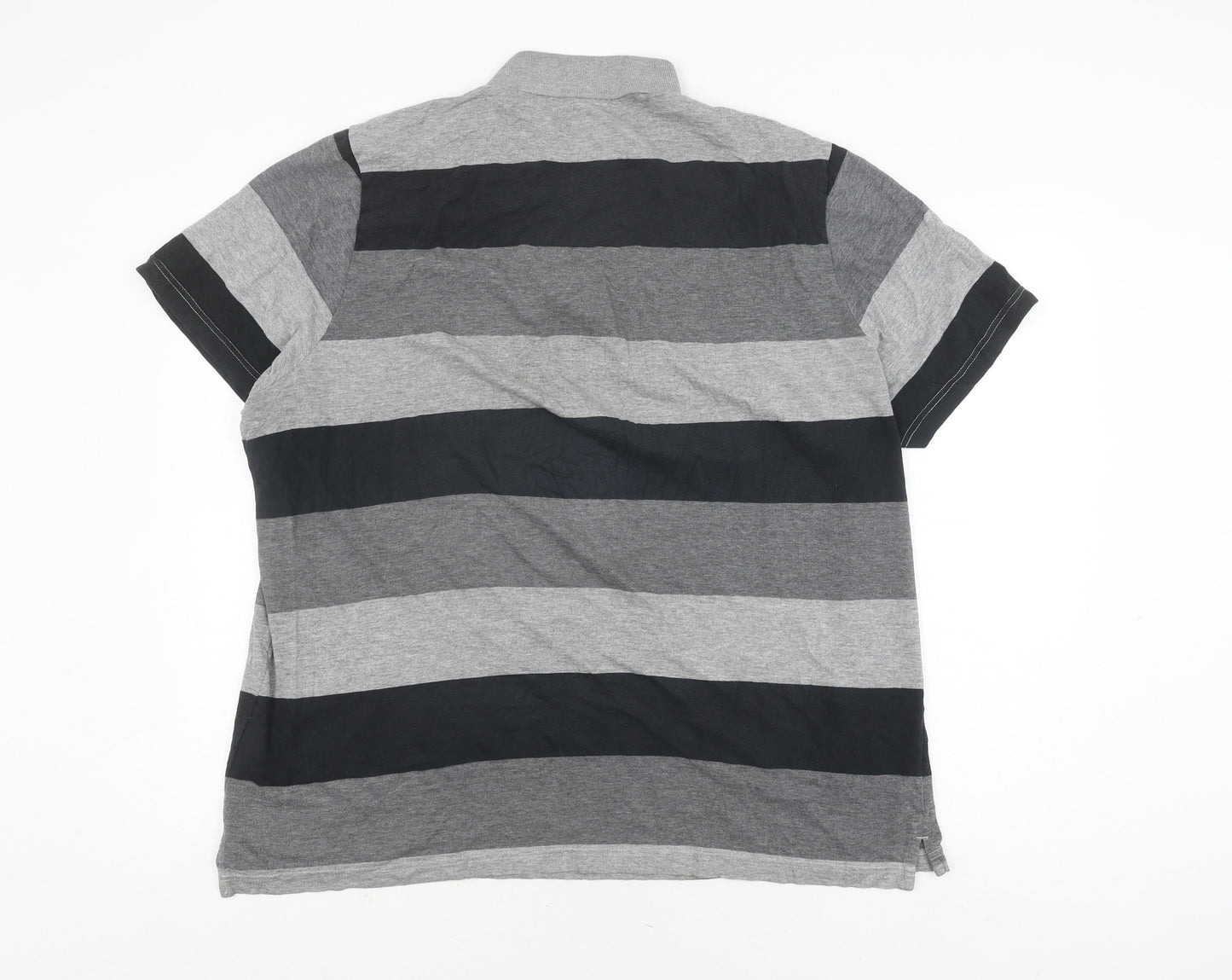 Puma Men's Grey Striped Polo Shirt XXL, Casual Style