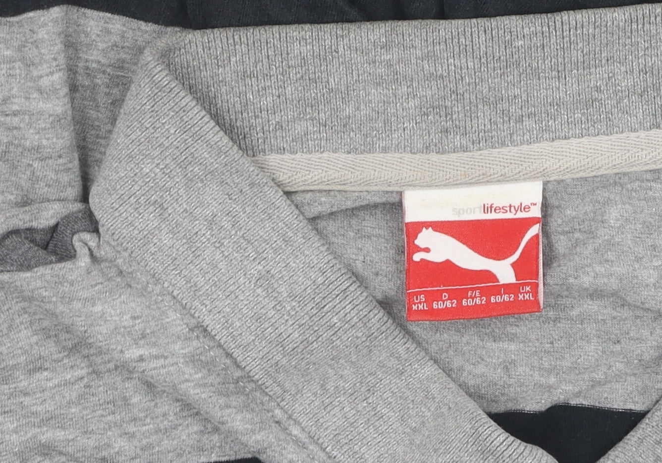 Puma Men's Grey Striped Polo Shirt XXL, Casual Style