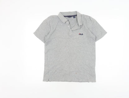 Fila Boys Grey Polo Shirt, Medium Regular Fit Casual