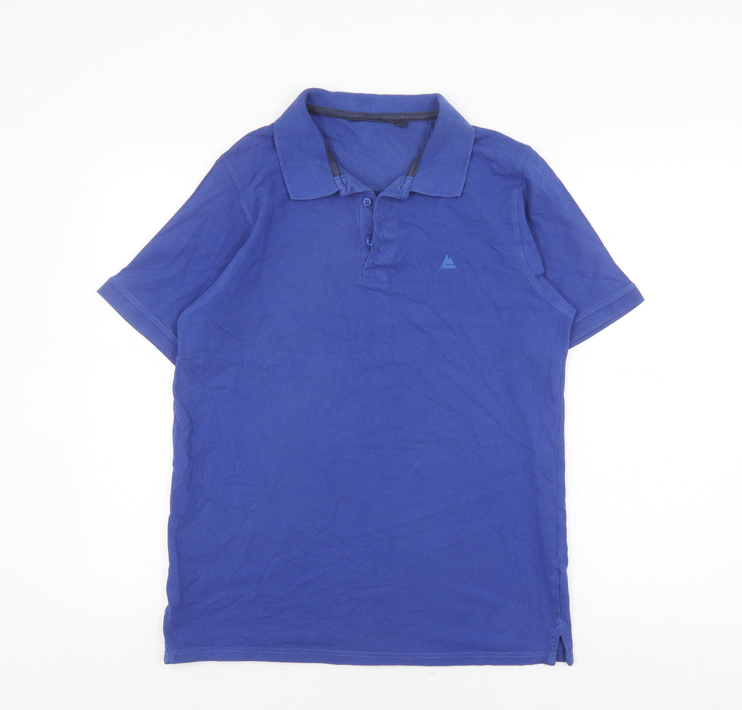 Men's Blue Cotton Polo Shirt M Short Sleeve Casual