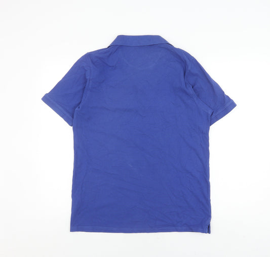 Men's Blue Cotton Polo Shirt M Short Sleeve Casual