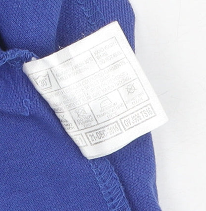 Men's Blue Cotton Polo Shirt M Short Sleeve Casual