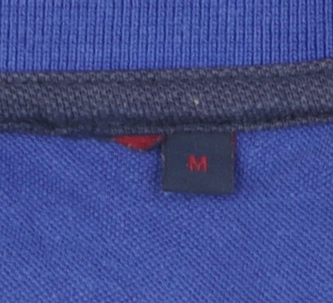 Men's Blue Cotton Polo Shirt M Short Sleeve Casual