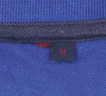 Men's Blue Cotton Polo Shirt M Short Sleeve Casual