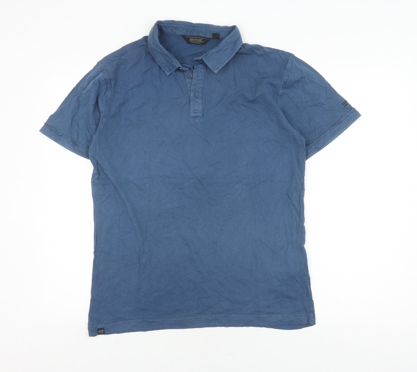 Regatta Men's Blue Cotton Polo Shirt, Size M, Short Sleeve