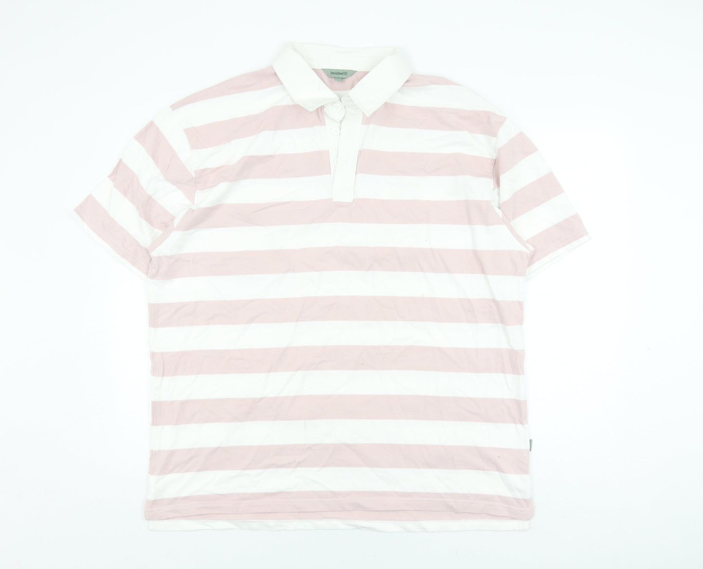 Hawkshead Men's Pink Striped Polo XL Short Sleeve