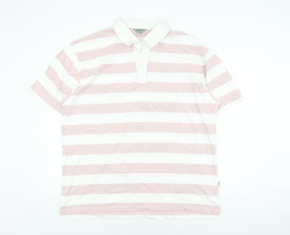 Hawkshead Men's Pink Striped Polo XL Short Sleeve