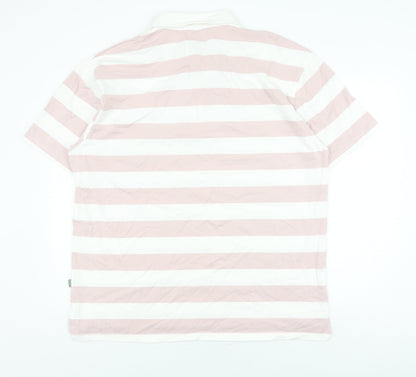 Hawkshead Men's Pink Striped Polo XL Short Sleeve
