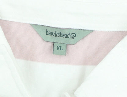 Hawkshead Men's Pink Striped Polo XL Short Sleeve