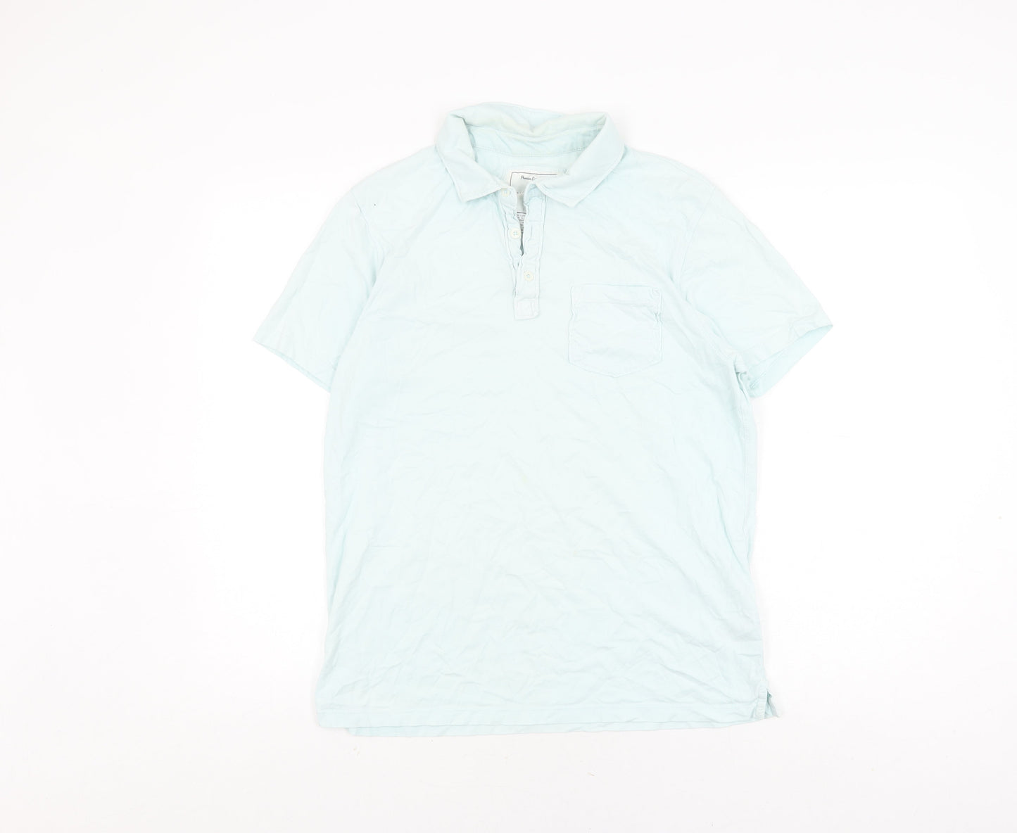 Jasper Conran Men's Blue Cotton Polo, Size S, Short Sleeve